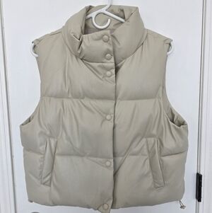Love Tree Puffer Vest Faux Leather~SMALL